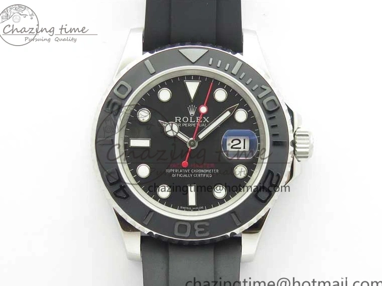 0130 Yacht-Master 116655 ARF SS Custom Made Black Ceramic Bezel on Oysterflex Rubber Strap A HighPerformance 3064